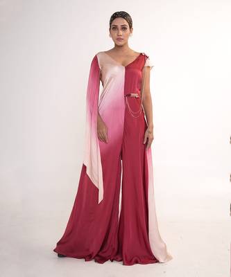 Maroon modal satin jumpsuit 1
