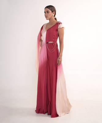 Maroon modal satin jumpsuit 3