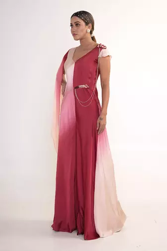 Maroon modal satin jumpsuit