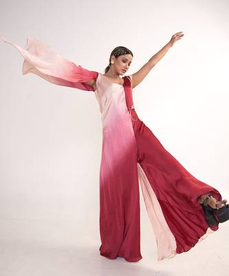 Maroon modal satin jumpsuit 4