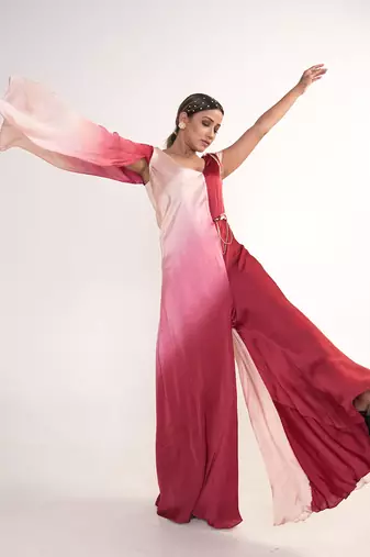 Maroon modal satin jumpsuit