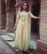 Peach and Mint Green Dhoti Salwar offshoulder Top