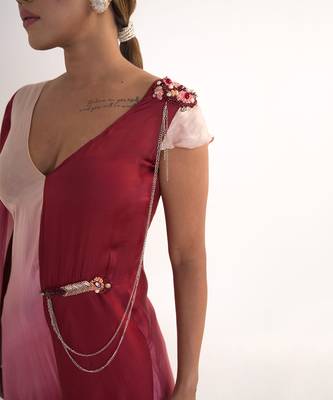 Maroon modal satin jumpsuit 5