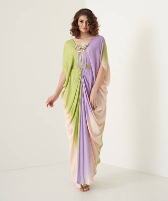 Multi color modal satin kaftaan 1