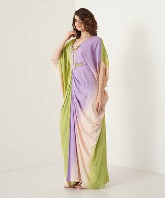 Multi color modal satin kaftaan 2