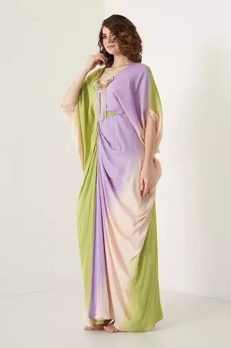 Multi color modal satin kaftaan