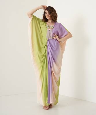 Multi color modal satin kaftaan 3