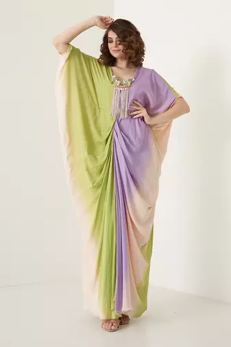 Multi color modal satin kaftaan