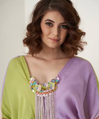 Multi color modal satin kaftaan 5