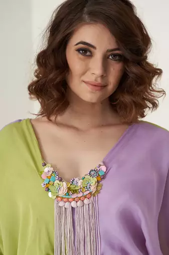 Multi color modal satin kaftaan