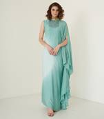Aqua blue modal satin kaftaan