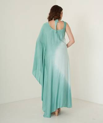 Aqua blue modal satin kaftaan 4