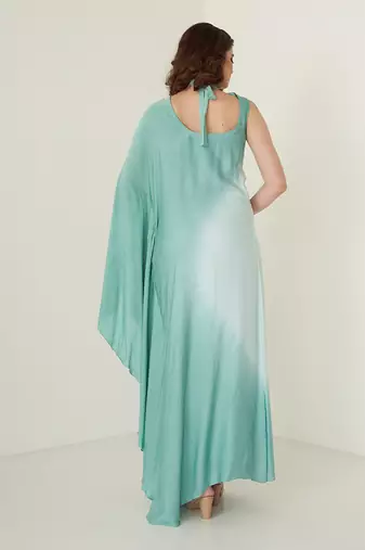 Aqua blue modal satin kaftaan