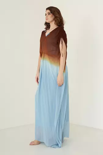 Coffee brown georgette kaftaan