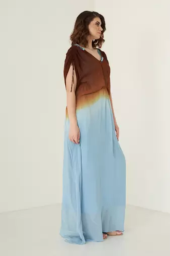 Coffee brown georgette kaftaan