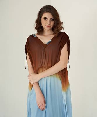 Coffee brown georgette kaftaan 5