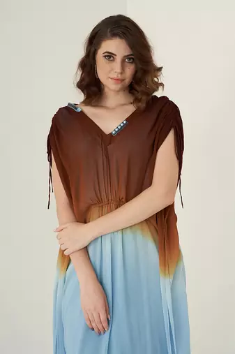 Coffee brown georgette kaftaan