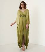 Green modal satin kaftaan
