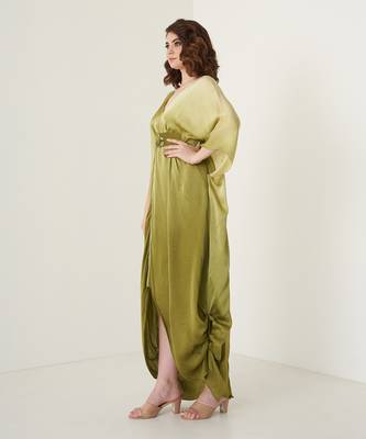 Green modal satin kaftaan 2