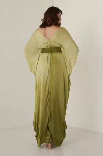 Green modal satin kaftaan