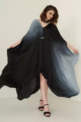 Black modal satin kaftaan