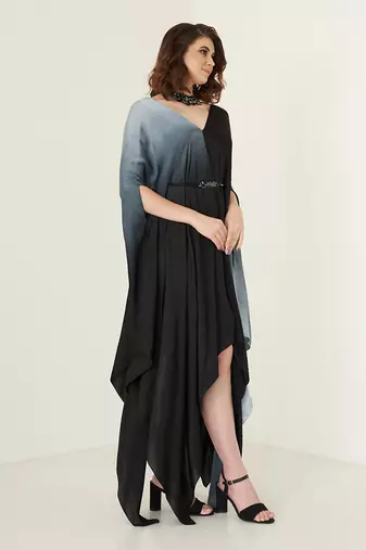 Black modal satin kaftaan