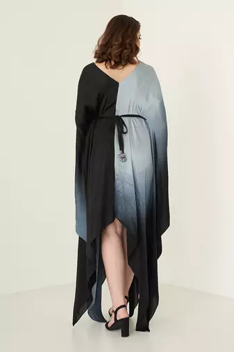 Black modal satin kaftaan