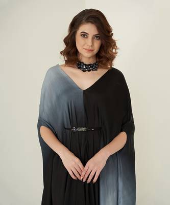 Black modal satin kaftaan 5