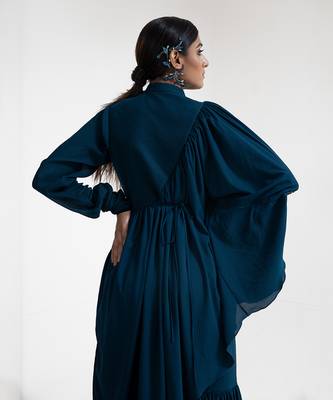 Teal blue georgette blend sharara set 5