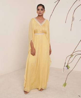 Yellow chiffon kaftaan 1