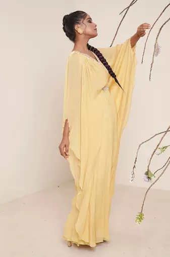 Yellow chiffon kaftaan