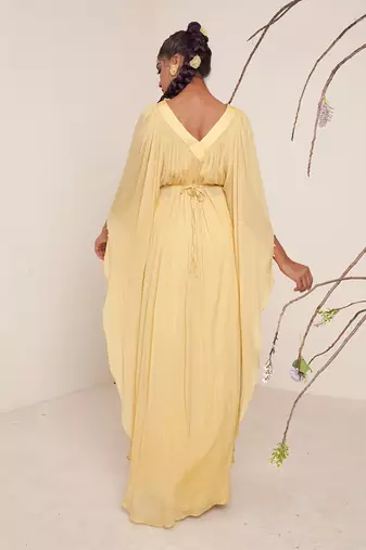 Yellow chiffon kaftaan