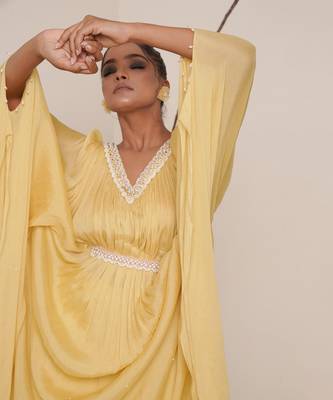 Yellow chiffon kaftaan 5