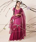 Wine modal satin sharara set