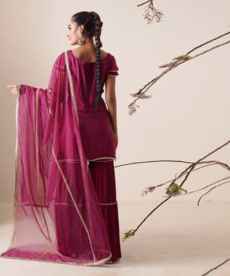Wine modal satin sharara set 2