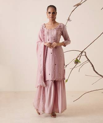 Dull onion modal satin gharara set 1