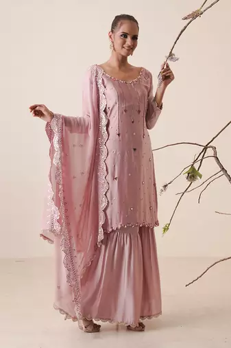 Dull onion modal satin gharara set