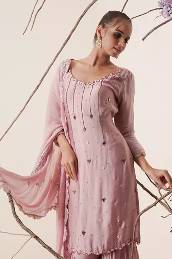 Dull onion modal satin gharara set
