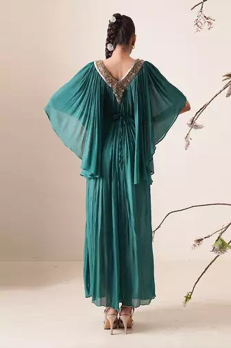 Teal chiffon kaftaan