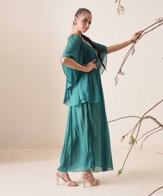 Teal chiffon kaftaan 3