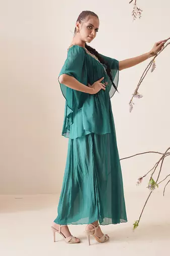 Teal chiffon kaftaan