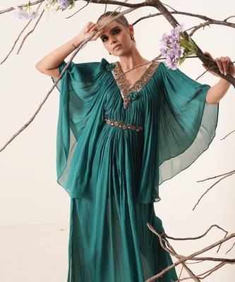 Teal chiffon kaftaan 4