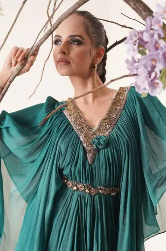 Teal chiffon kaftaan