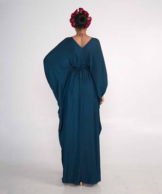 Teal blue modal satin kaftaan 3