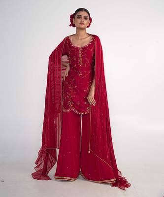 Maroon modal satin kurta set 1