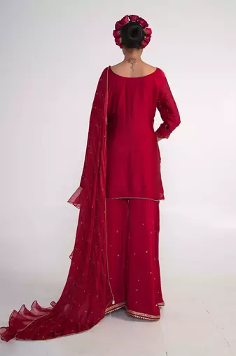Maroon modal satin kurta set