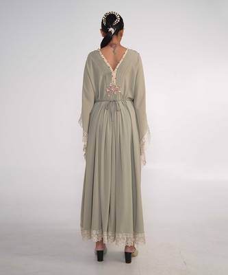 Sage green georgette kaftaan 2