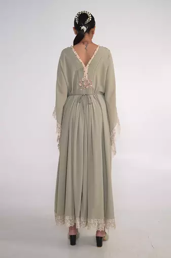 Sage green georgette kaftaan