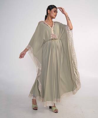 Sage green georgette kaftaan 3
