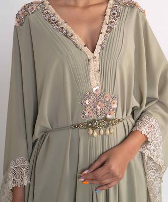 Sage green georgette kaftaan 5
